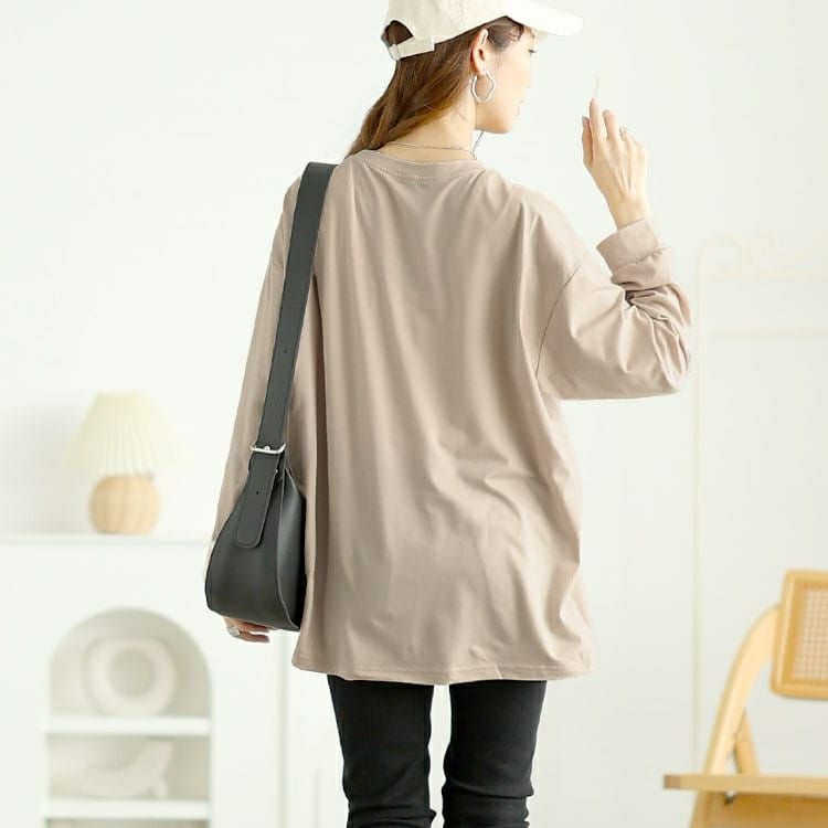 大きいサイズ レディース 斜めスリットロゴプリントロンT　goldy-1653 【メール便可】