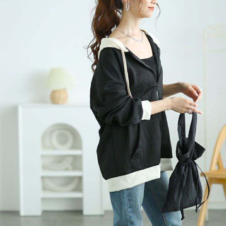 大きいサイズ レディース バックロゴジップアップパーカー　goldy-1649