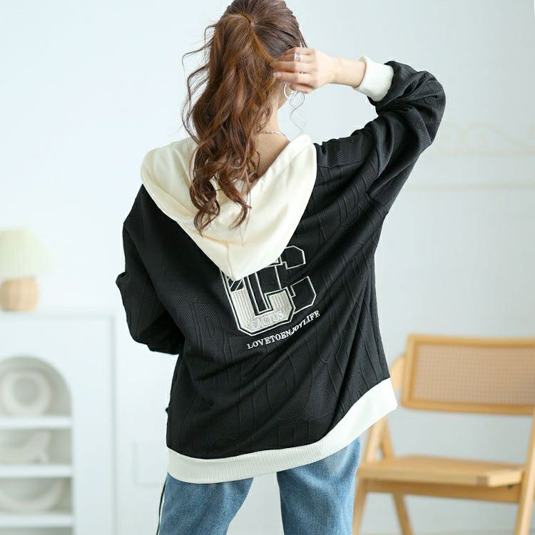 大きいサイズ レディース バックロゴジップアップパーカー　goldy-1649