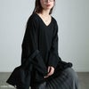 大きいサイズ レディース 裾ドロストポコポコドルマンチュニック　bai-0173 ブラック