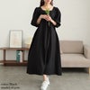 大きいサイズ レディース コットンリネンスクエアネックワンピース　fem-525 ブラック