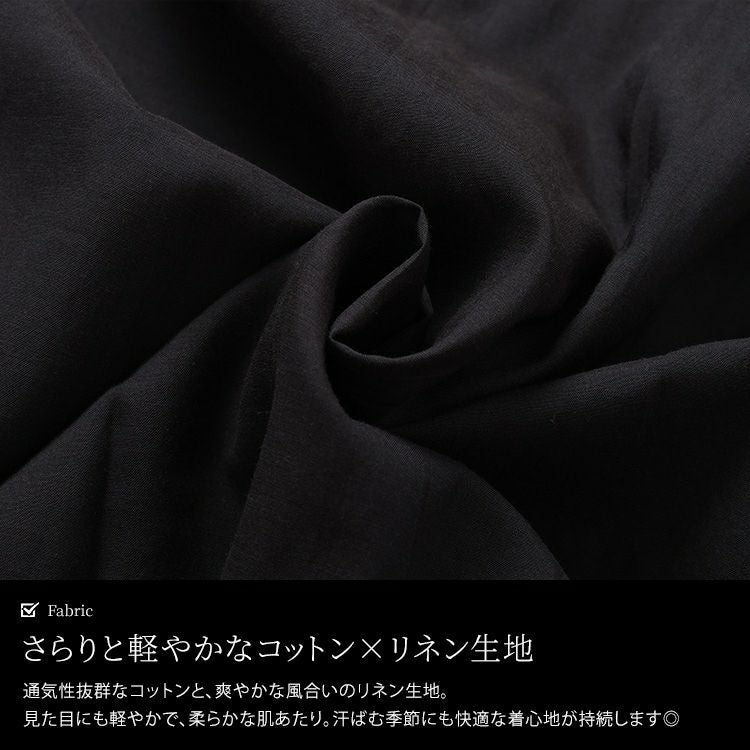 大きいサイズ レディース コットンリネンVネックギャザーワンピース　fem-526