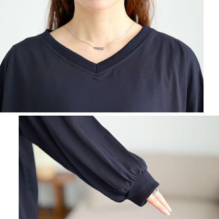 大きいサイズ レディース Vネックドルマンチュニック　bai-0177