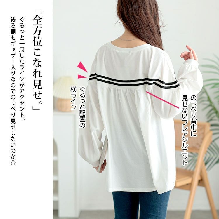 大きいサイズ レディース 配色ラインフレアプルオーバー　bai-0176