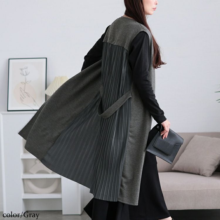 大きいサイズ レディース バックプリーツロングジレ　tog-1028