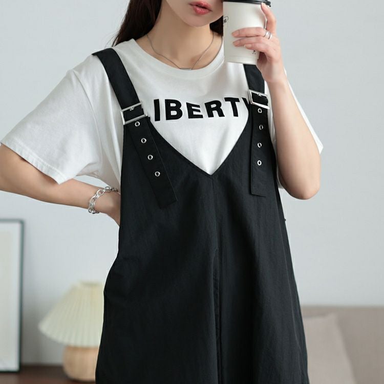 大きいサイズ レディース 肩ベルトナイロンジャンパースカート　tog-1026 【メール便可】