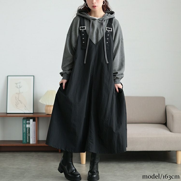 大きいサイズ レディース 肩ベルトナイロンジャンパースカート　tog-1026 【メール便可】