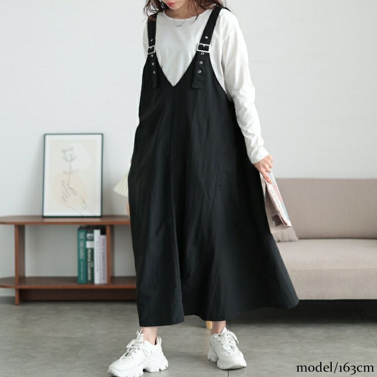 大きいサイズ レディース 肩ベルトナイロンジャンパースカート　tog-1026 【メール便可】