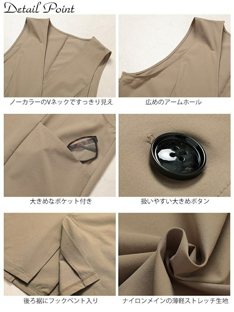 大きいサイズ レディース バックスリットノーカラーロングジレ　maru-30120