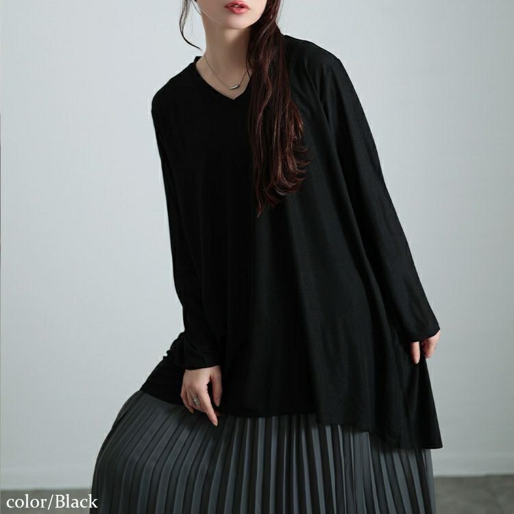 大きいサイズ レディース ストレッチカットシフォンコクーンチュニック　maru-30119 【メール便可】