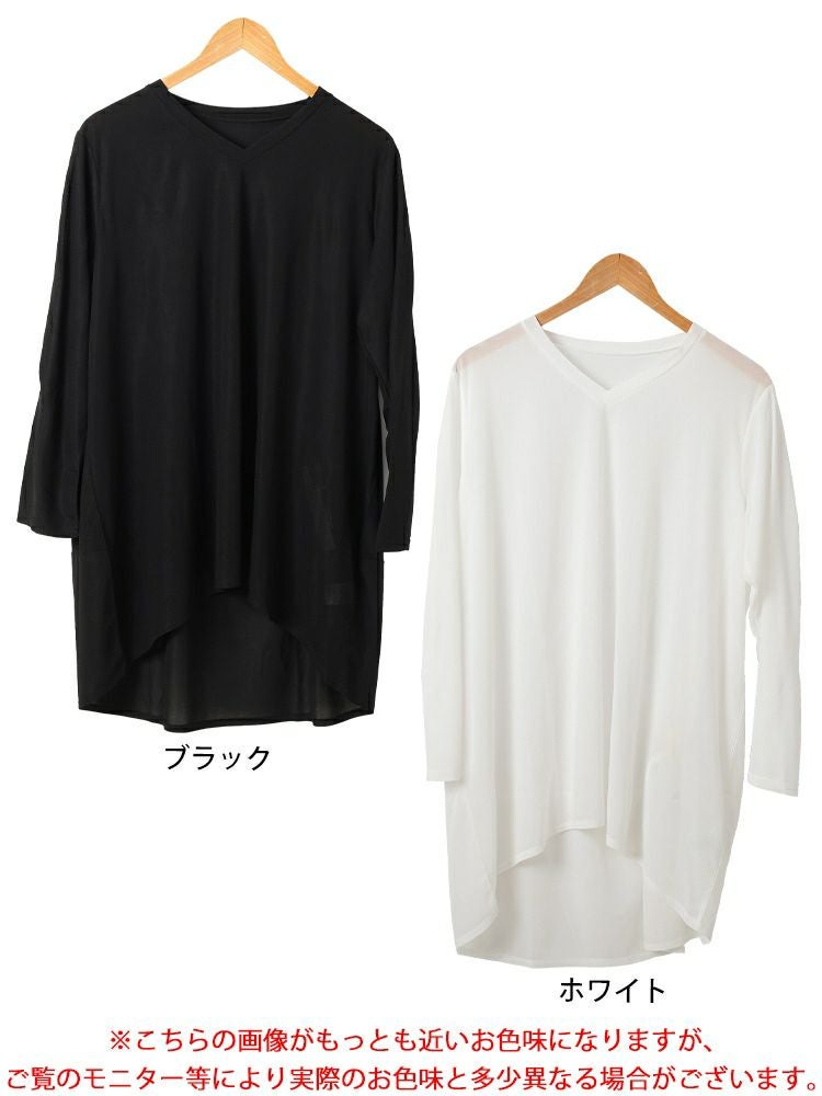 大きいサイズ レディース ストレッチカットシフォンコクーンチュニック　maru-30119 【メール便可】