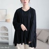 大きいサイズ レディース ストレッチカットシフォンペプラムチュニック　maru-30118 【メール便可】 ブラック