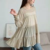 大きいサイズ レディース ストレッチカットシフォンティアードチュニック　maru-30116 【メール便可】 グレージュ