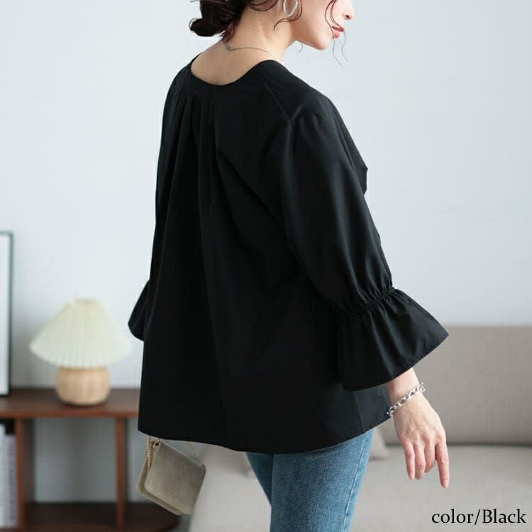 大きいサイズ レディース バックタックツイストブラウス　sw-0735 【メール便可】