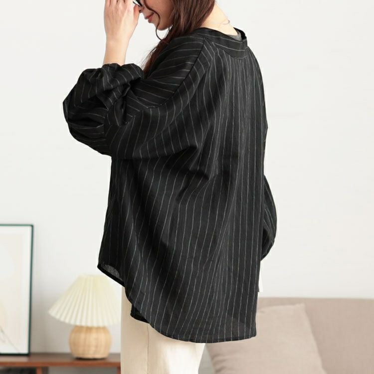 大きいサイズ レディース ピンストライプバルーンスリーブブラウス　sw-0704 【メール便可】