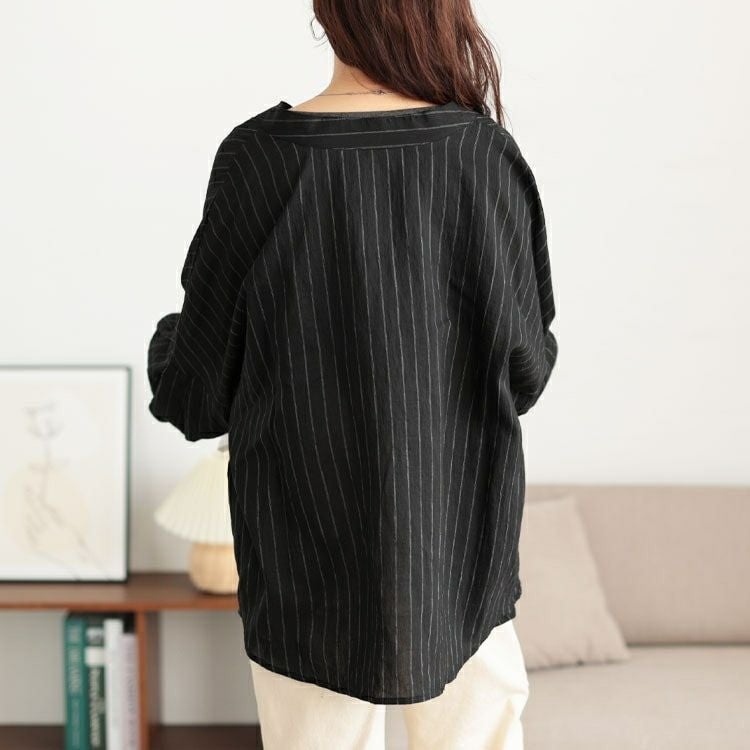 大きいサイズ レディース ピンストライプバルーンスリーブブラウス　sw-0704 【メール便可】