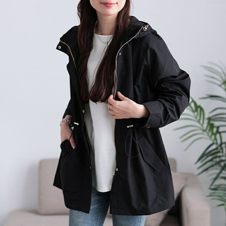 大きいサイズ レディース 撥水ウエストドロストマウンテンパーカー　mnfk-258101