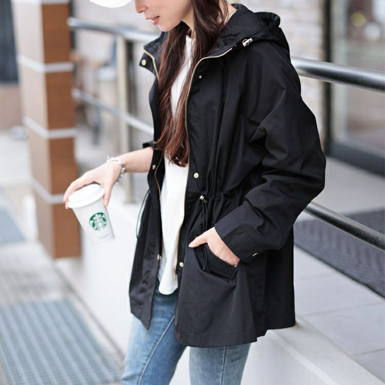 大きいサイズ レディース 撥水ウエストドロストマウンテンパーカー　mnfk-258101