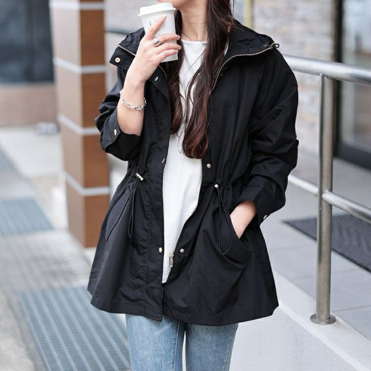 大きいサイズ レディース 撥水ウエストドロストマウンテンパーカー　mnfk-258101