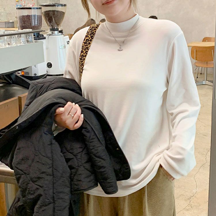 大きいサイズ レディース プチハイネックロンT　goldy-1632