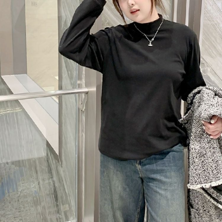 大きいサイズ レディース プチハイネックロンT　goldy-1632