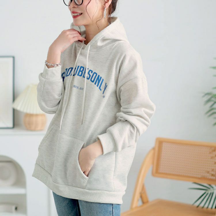 大きいサイズ レディース 裏起毛英字ロゴスウェットパーカー　goldy-1631