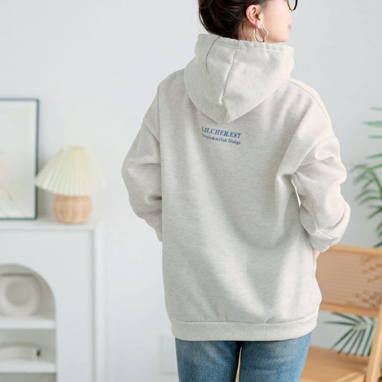 大きいサイズ レディース 裏起毛英字ロゴスウェットパーカー　goldy-1631