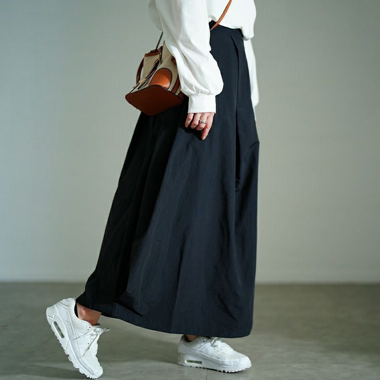 大きいサイズ レディース タックナイロンコクーンスカート　nw-25001 【メール便可】