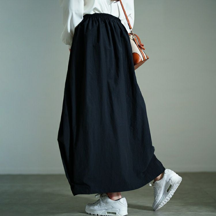 大きいサイズ レディース タックナイロンコクーンスカート　nw-25001 【メール便可】