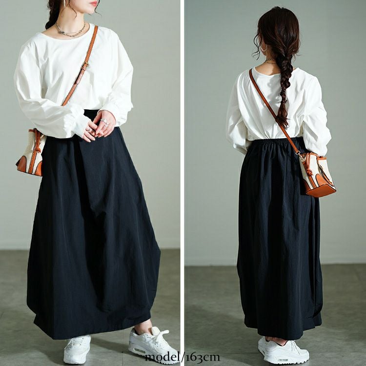 大きいサイズ レディース タックナイロンコクーンスカート　nw-25001 【メール便可】