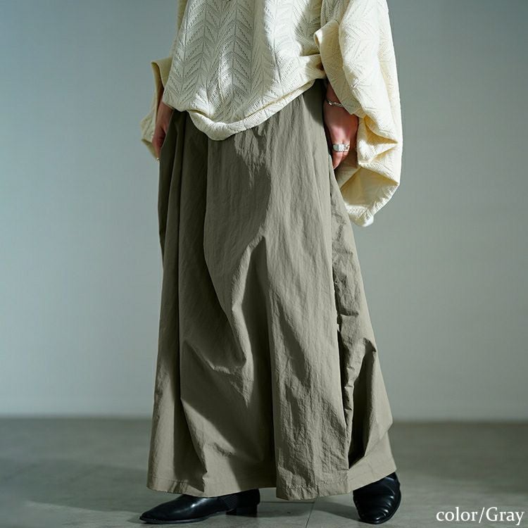 大きいサイズ レディース タックナイロンコクーンスカート　nw-25001 【メール便可】