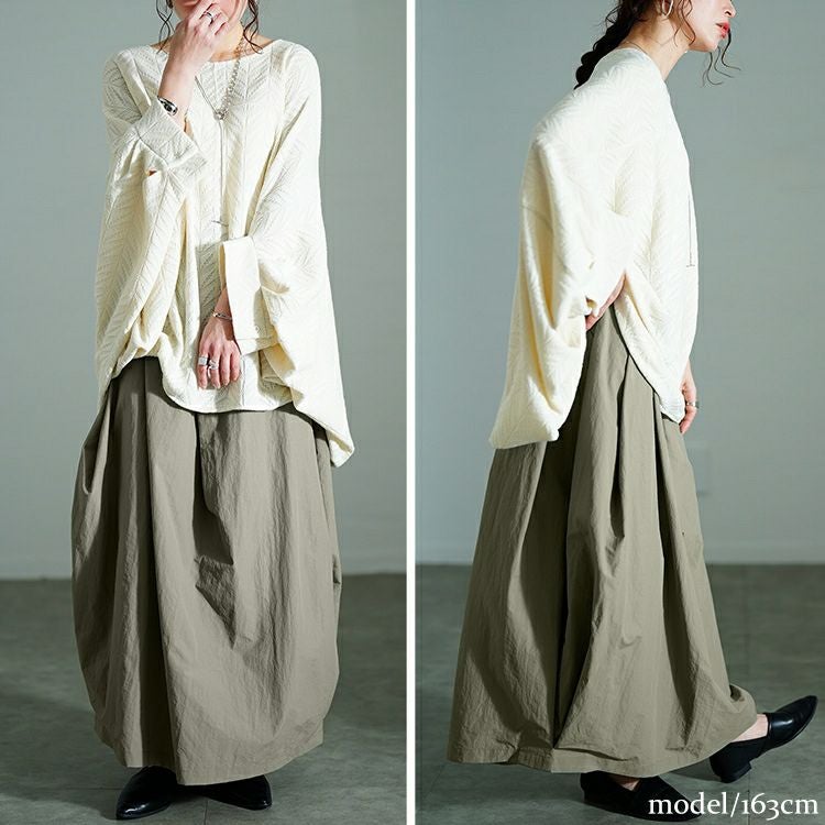 大きいサイズ レディース タックナイロンコクーンスカート　nw-25001 【メール便可】