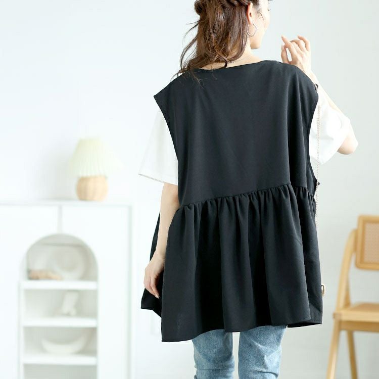 大きいサイズ レディース ジョーゼットペプラムベスト　bai-0178