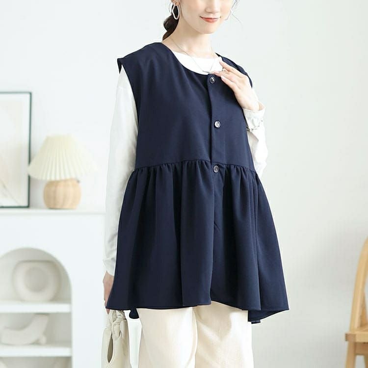 大きいサイズ レディース ジョーゼットペプラムベスト　bai-0178