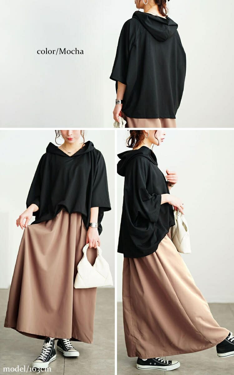 大きいサイズ レディース フード付きドルマンドッキングワンピース　nw-25016