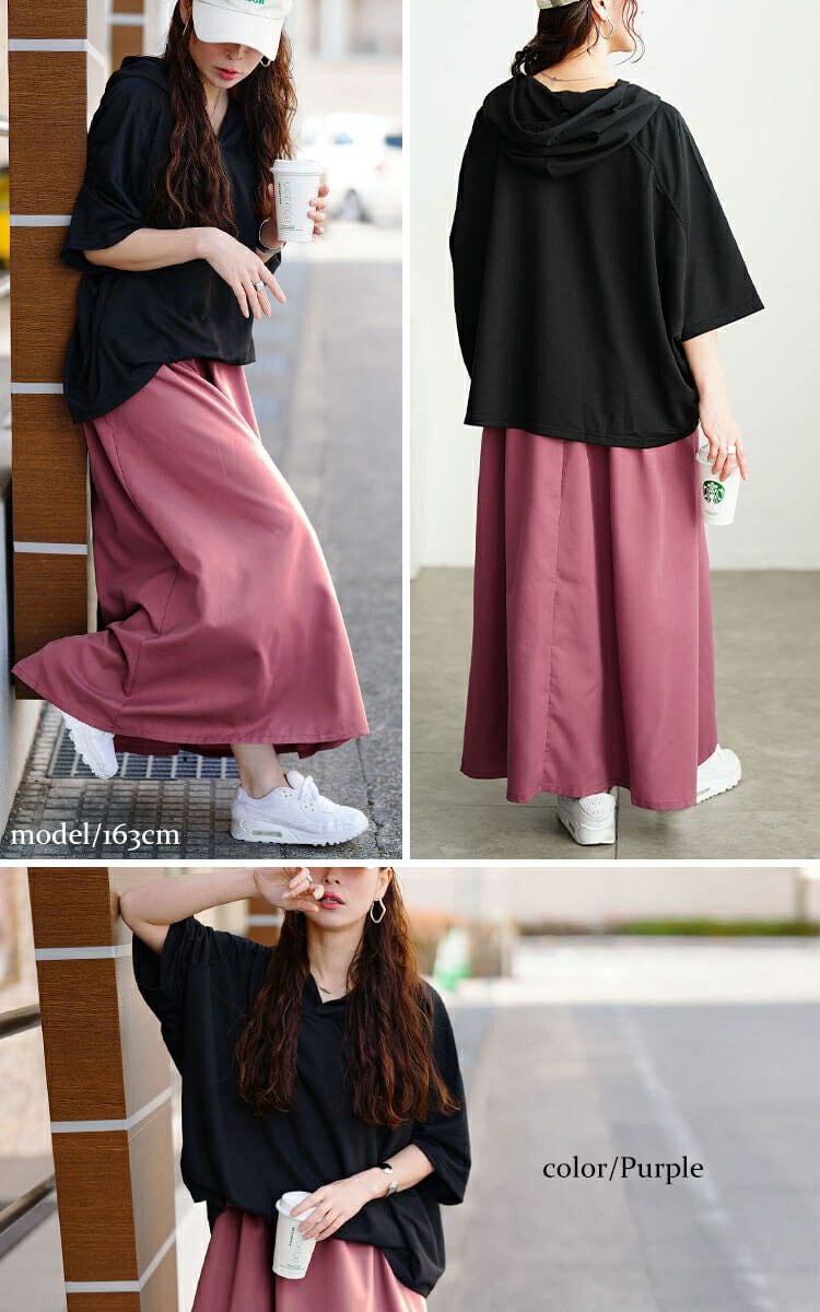 大きいサイズ レディース フード付きドルマンドッキングワンピース　nw-25016