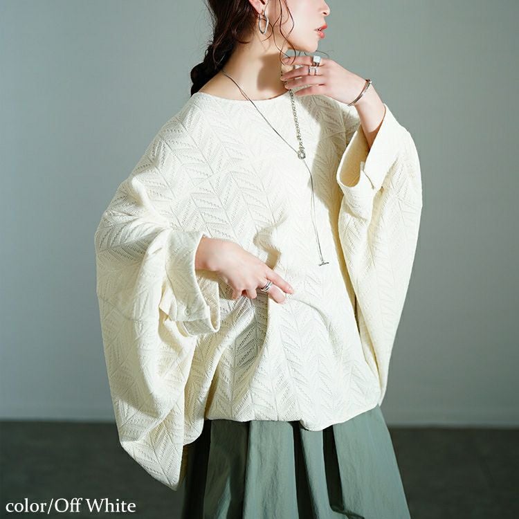 大きいサイズ レディース ヘリンボーンワイドドルマンプルオーバー　nw-25010