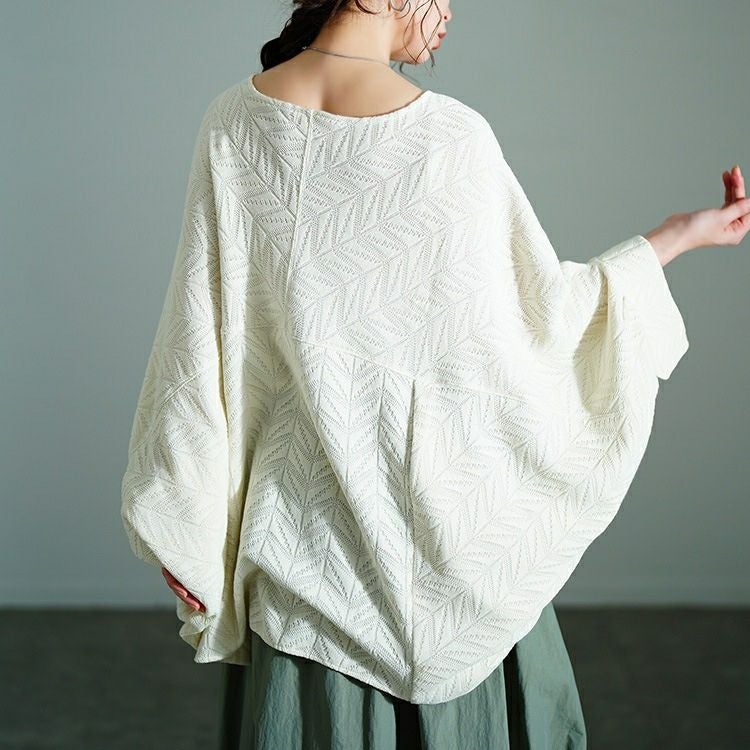 大きいサイズ レディース ヘリンボーンワイドドルマンプルオーバー　nw-25010