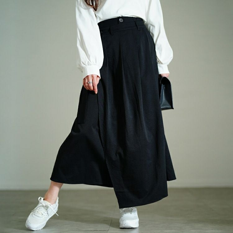 大きいサイズ レディース プリーツラップ付きイレヘムスカート　nw-25002