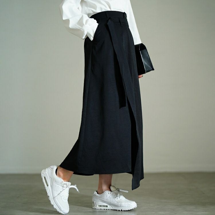 大きいサイズ レディース プリーツラップ付きイレヘムスカート　nw-25002