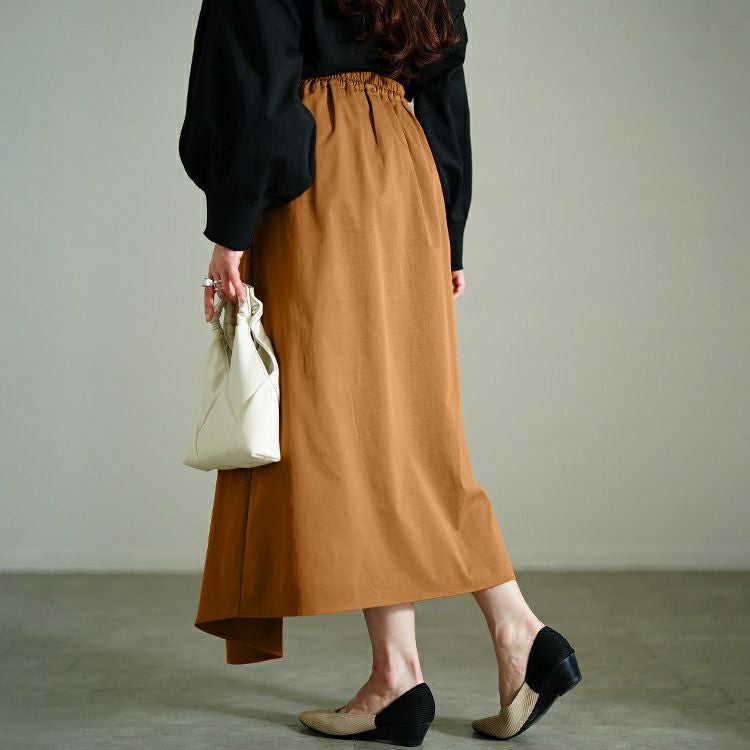 大きいサイズ レディース プリーツラップ付きイレヘムスカート　nw-25002