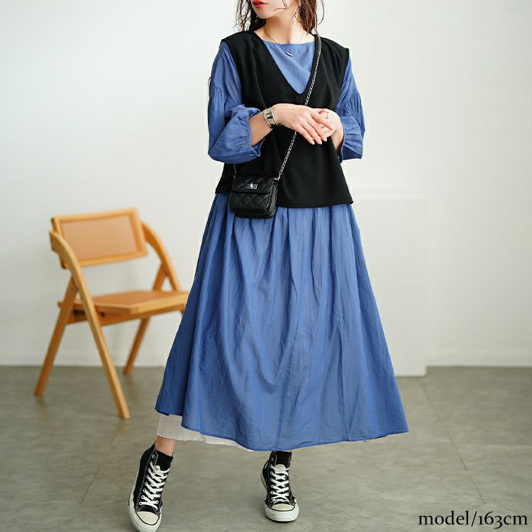 大きいサイズ レディース クロップベスト＆Tシャツ＆ナロースカート3点セット　bai-0170