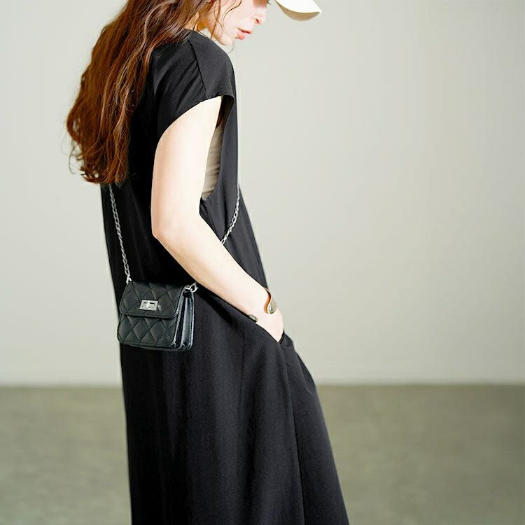 大きいサイズ レディース 軽量ノースリーブマキシワンピース　maru-30121