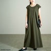 大きいサイズ レディース 軽量ノースリーブマキシワンピース　maru-30121 カーキ