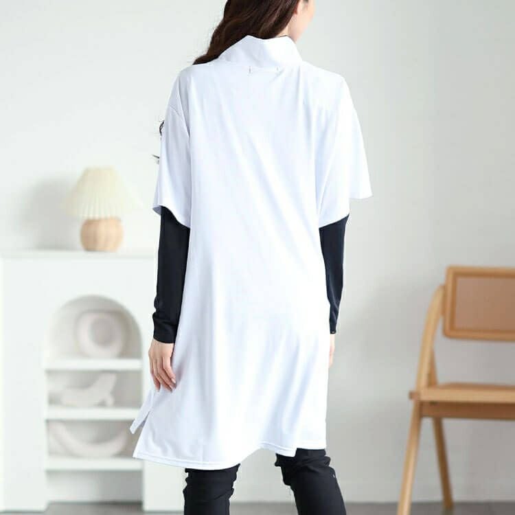 大きいサイズ レディース ハーフZIPミニハイネックチュニック　fem-543 【メール便可】