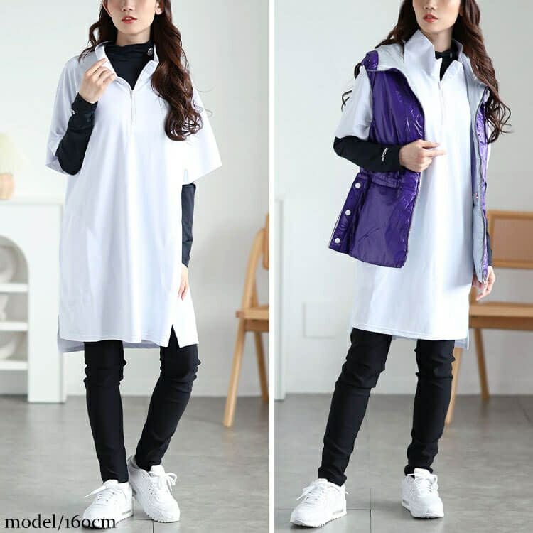 大きいサイズ レディース ハーフZIPミニハイネックチュニック　fem-543 【メール便可】