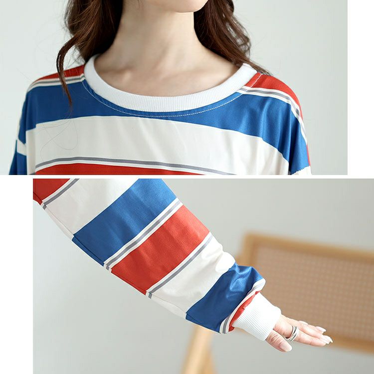 大きいサイズ レディース マルチカラーボーダーロンT　goldy-1651 【メール便可】