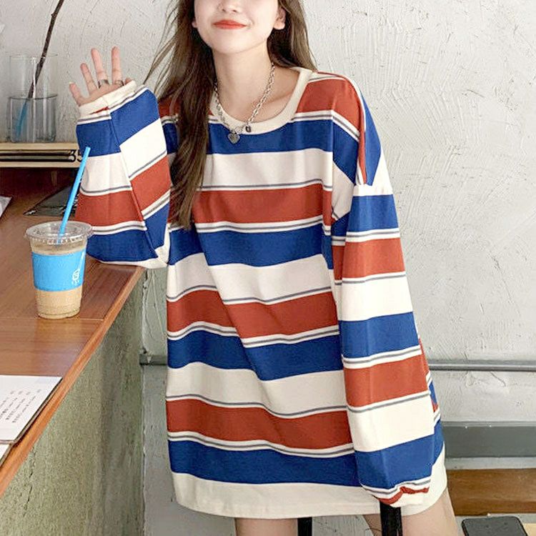 大きいサイズ レディース マルチカラーボーダーロンT　goldy-1651 【メール便可】