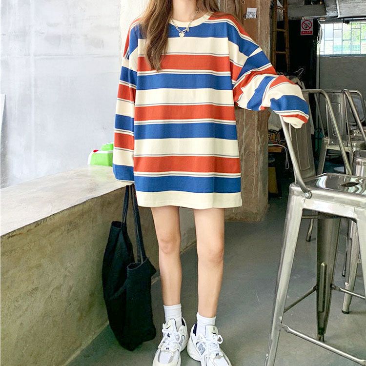 大きいサイズ レディース マルチカラーボーダーロンT　goldy-1651 【メール便可】