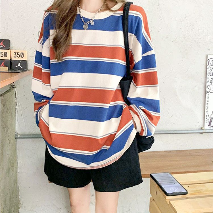 大きいサイズ レディース マルチカラーボーダーロンT　goldy-1651 【メール便可】